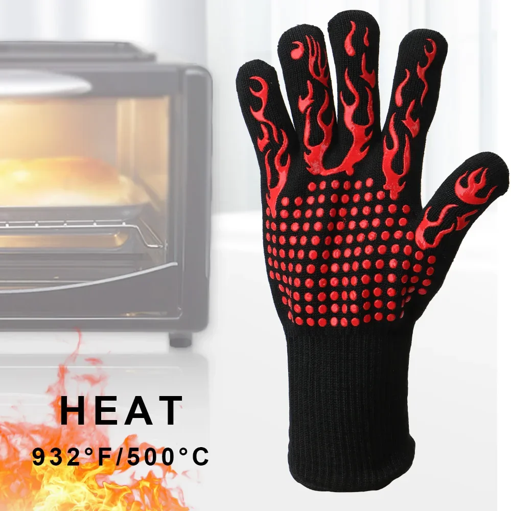 Oven Mitt Silicone - Trudnopalne, antypoślizgowe rękawice do grillowania Rękawice